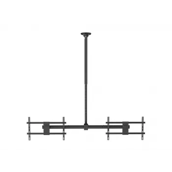 Griestu stiprinājums diviem ekrāniem EQUIP 32 collas–60 collas (VESA 200x200–600x400, maks. 80 kg, grozāms ±180°), melns