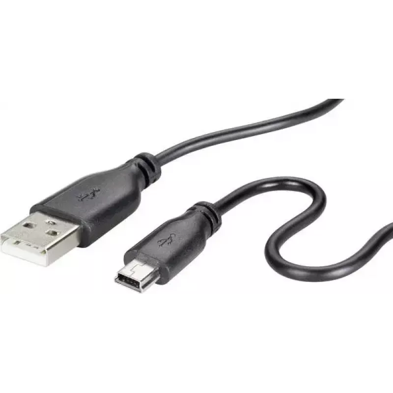 USB 2.0 datu kabelis Renkforce RF-4080792, USB A uz Mini-USB B, 1 m, Melns