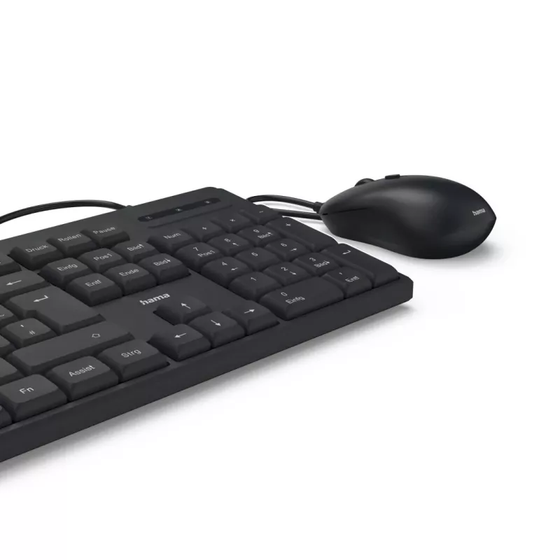 Hama CKM-200 tastatūra ar peli mājām/birojam USB QWERTZ vācu melna