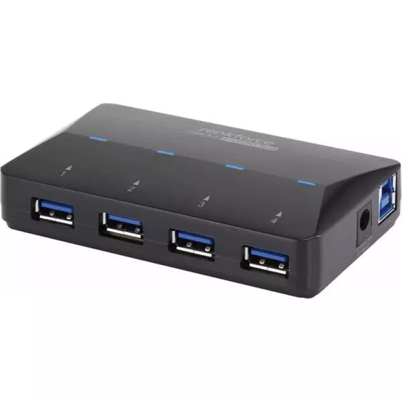 Saskarnes centrmezgls Renkforce RF-3806031 USB 3.2 Gen 1 Type-B melns