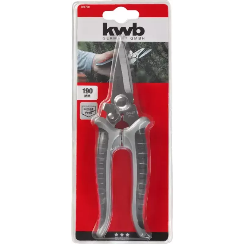 Zāles šķēres KWB 926790 ar garu rokturi, taisnu asmeni 190 mm