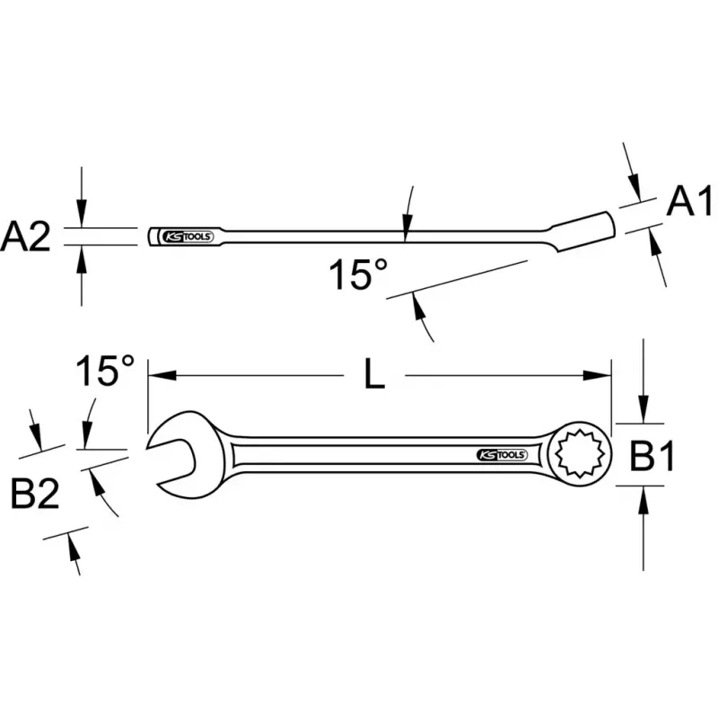 Kombinētā uzgriežņu atslēga KS Tools 517.0610, 10 mm, hroma-vanādija tērauds, 140 mm garums