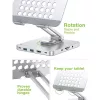 Techly 8-in-1 USB-C Hub Docking Station Tablet Stand, planšetdatora statīvs, sudraba krāsa, alumīnijs, 360°, USB 3.2 Gen 1 (3.1 Gen 1) Type-C, 5000 Mbit/s