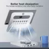 Techly 8-in-1 USB-C Hub Docking Station Tablet Stand, planšetdatora statīvs, sudraba krāsa, alumīnijs, 360°, USB 3.2 Gen 1 (3.1 Gen 1) Type-C, 5000 Mbit/s