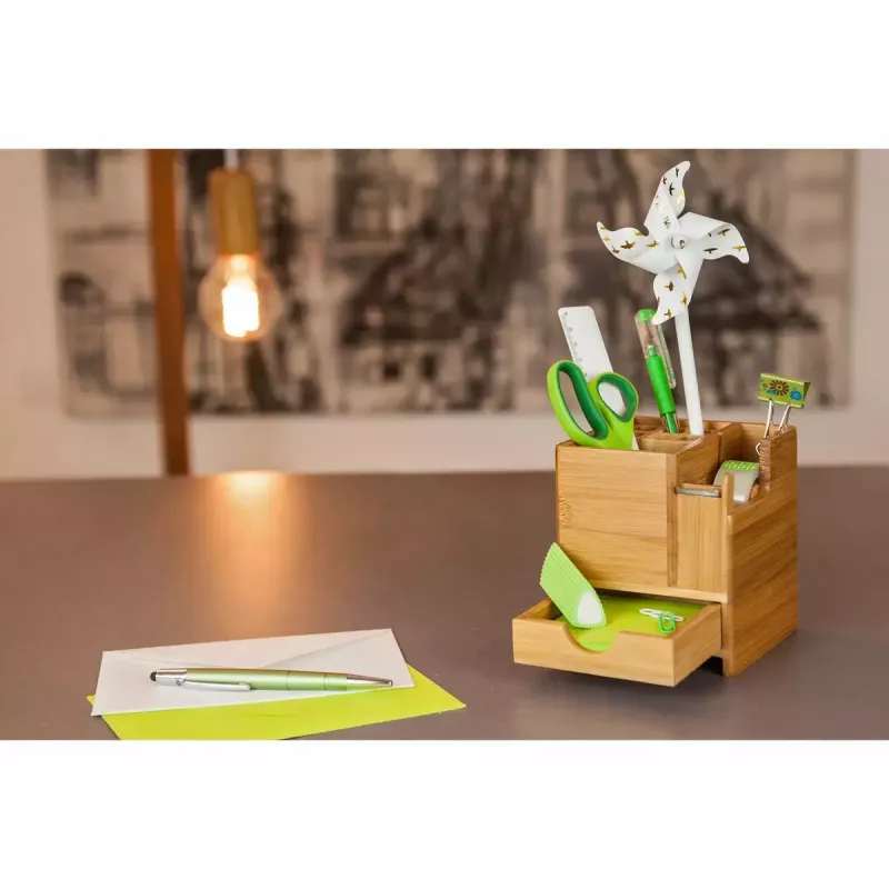 Pen and pencil holder WEDO 61 1707 in bamboo — 103×103×117 mm