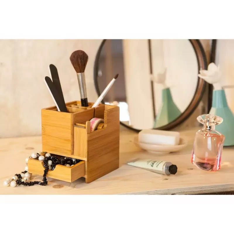 Pen and pencil holder WEDO 61 1707 in bamboo — 103×103×117 mm