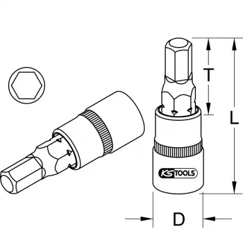 Uzgriežņu atslēgu komplekts KS Tools 911.1438 1/4 collas piedziņa 1 galva 15 g