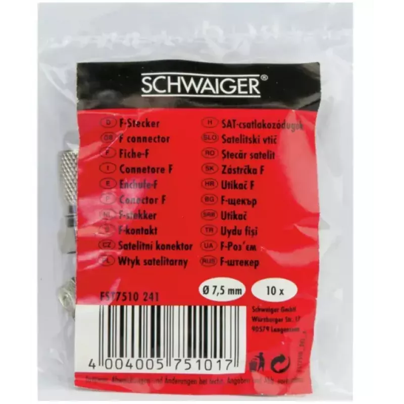 Koaksiālais savienotājs F-tipa Schwaiger FST7510 241