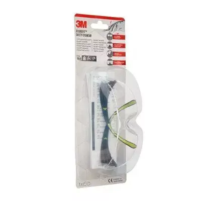 Aizsargbrilles 3M SF4000CC1 — plastmasas aizsargbrilles, caurspīdīga lēca, melnas/zaļas