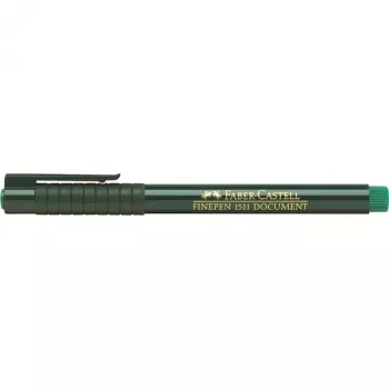 Smalkas uzgaļa pildspalva Faber-Castell 151163 — zaļa tinte, melns korpuss, apaļa forma, 1 gab.