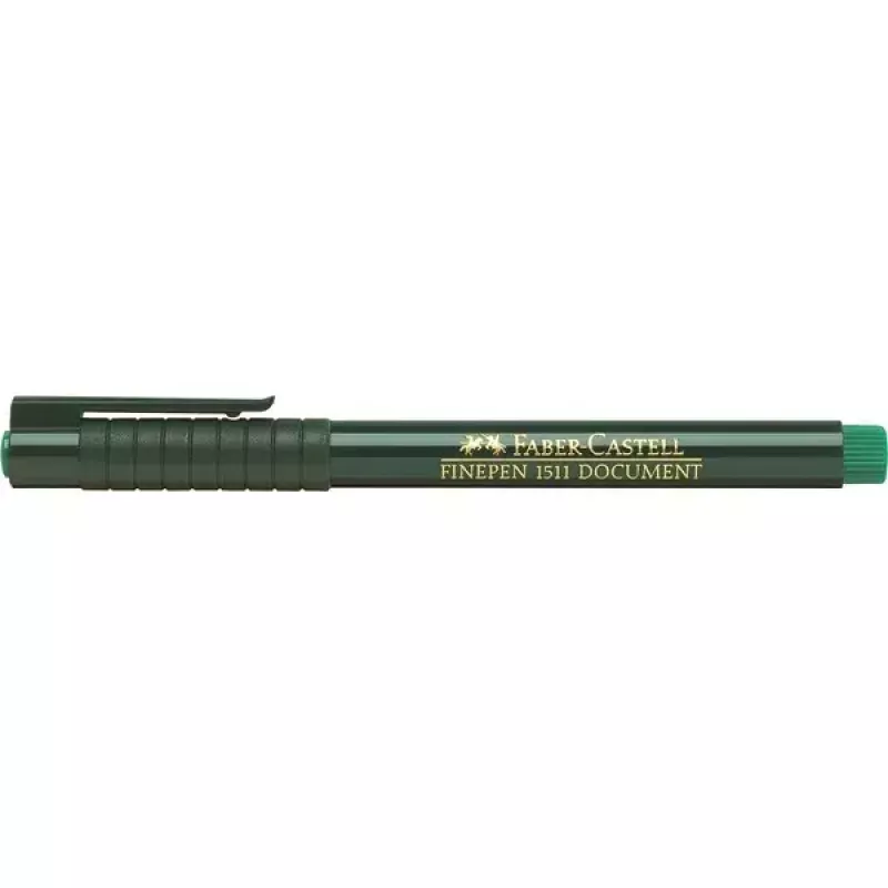 Smalkas uzgaļa pildspalva Faber-Castell 151163 — zaļa tinte, melns korpuss, apaļa forma, 1 gab.
