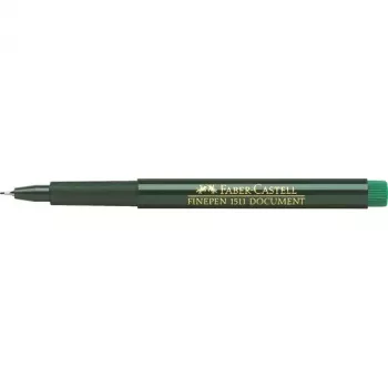 Smalkas uzgaļa pildspalva Faber-Castell 151163 — zaļa tinte, melns korpuss, apaļa forma, 1 gab.
