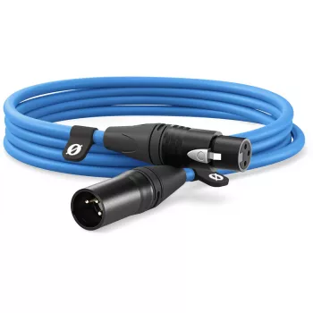 XLR kabelis Rode XLR3M-B 3 m — vīriešu-uz-sieviešu mikrofona kabelis, zils