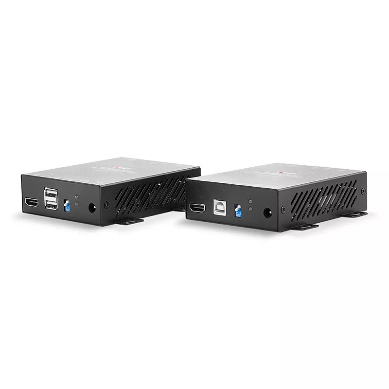 Lindy 300m Fibre Optic HDMI 4K60 and USB KVM Extender, Transmitter & receiver, Wired, 300 m, 3840 x 2160 pixels, Melns, Metal