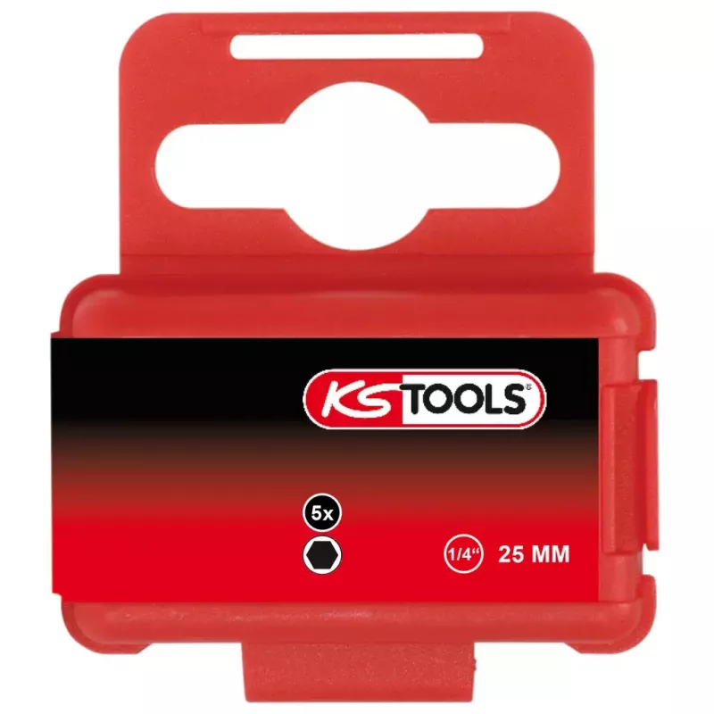 Skrūvgrieža uzgalis KS Tools 911.7854 — metriskā sešstūra, niķelēts, 25 mm, 1/4 collu sešstūra kāts (25,4×4 mm)