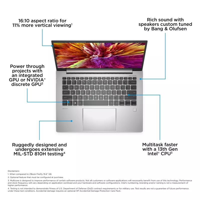 Mobilā darbstacija HP ZBook Firefly G10 14 collas Intel Core i7 16 GB RAM 1 TB SSD NVIDIA RTX A500 Windows 11 Pro