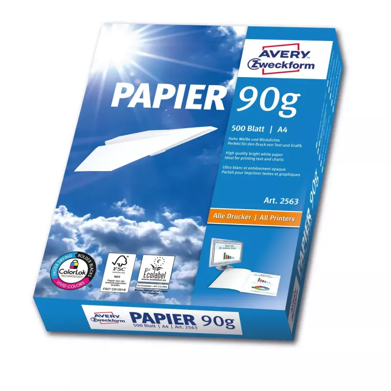 Drukas papīrs A4 Avery 90 g/m² 500 loksnes