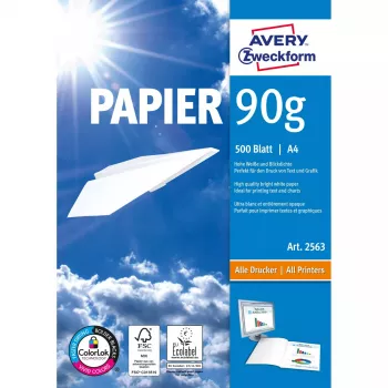 Drukas papīrs A4 Avery 90 g/m² 500 loksnes