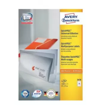 Pašlīmējošās adrešu uzlīmes Avery Zweckform 3678 — balts papīrs, 9.7×3.7 cm, 1400 uzlīmes (100 lapas)