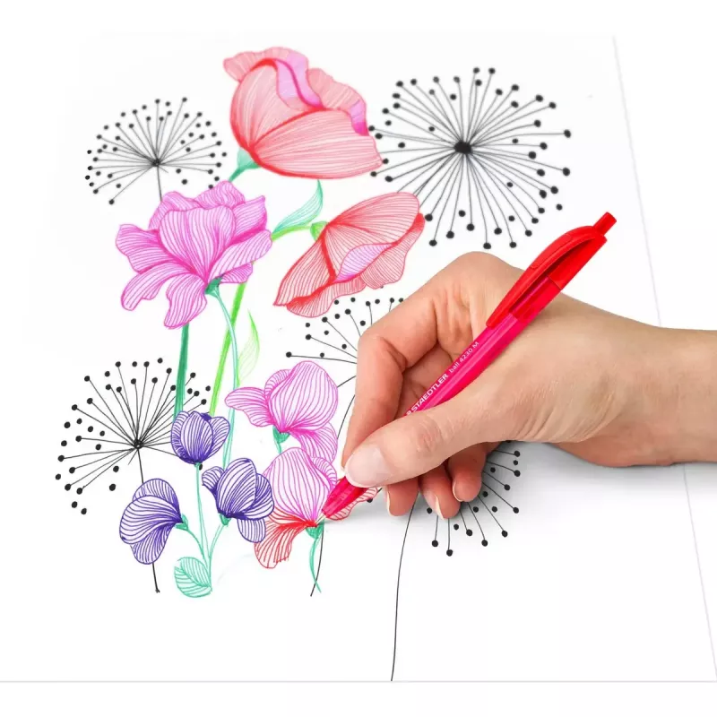 Uzspraužama izvelkama lodīšu pildspalva Staedtler Ball 4230 Multicolour 8 gab.