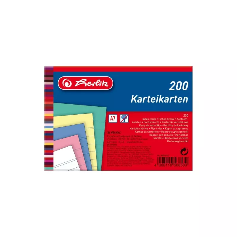 Indeksa kartītes Herlitz 50019373 zila rozā rožu krāsa