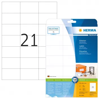 Pašlīmējoša printera uzlīme HERMA Labels Premium A4 70x42,3 mm 525 gab.