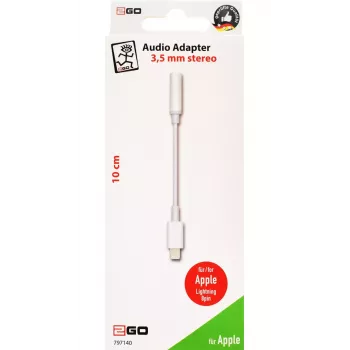 Audio kabelis 2GO 797140 0,1 m 3,5 mm Lightning balts