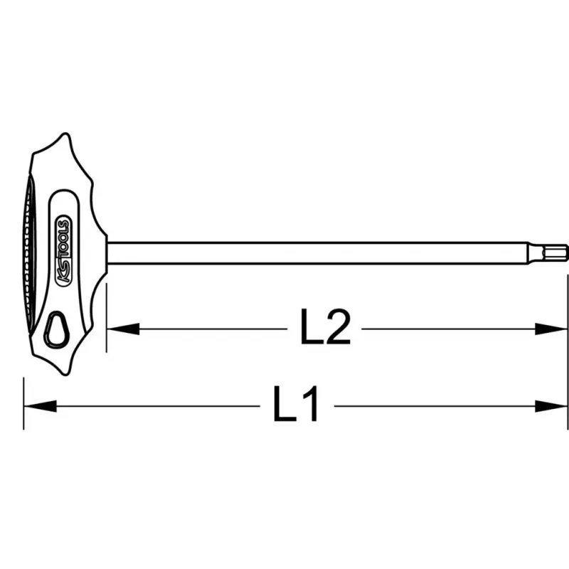 T-veida roktura sešstūra atslēga KS Tools 158.5122 Hroma-vanādija tērauds 28 cm