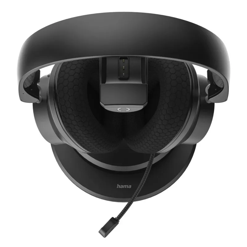 Hama BT-900 austiņas ar vadu un bezvadu, galvas lentes, birojam/zvanu centram, USB-C, Bluetooth, uzlādes statīvs, melns