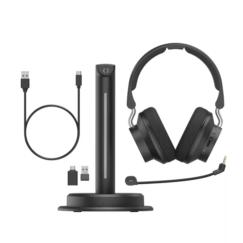 Hama BT-900 austiņas ar vadu un bezvadu, galvas lentes, birojam/zvanu centram, USB-C, Bluetooth, uzlādes statīvs, melns