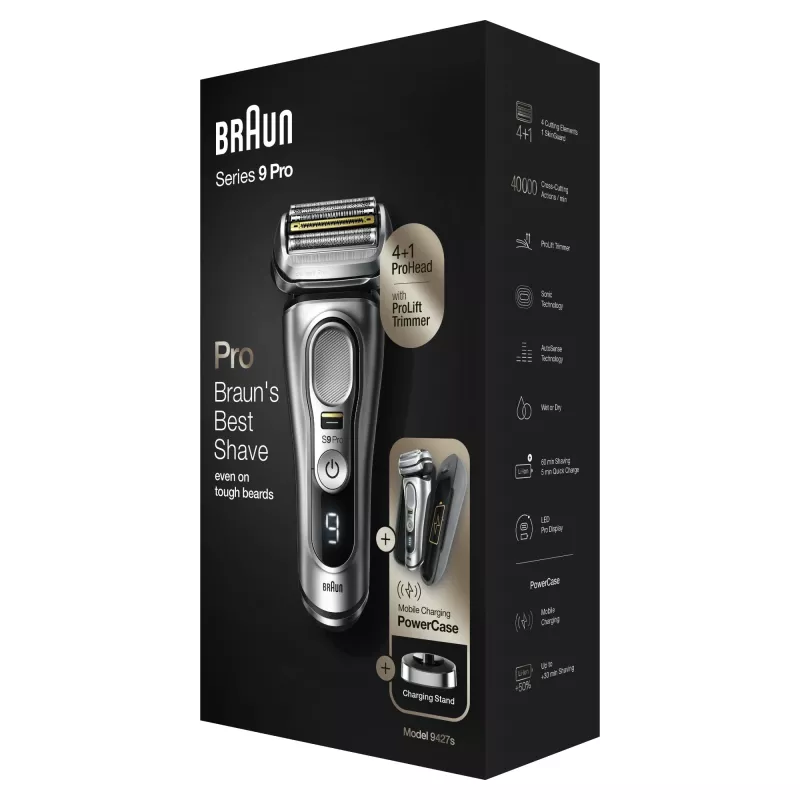 Braun Series 9 Pro 81744531 vīriešu skuveklis, folijas skuveklis, trimeris, sudraba krāsā