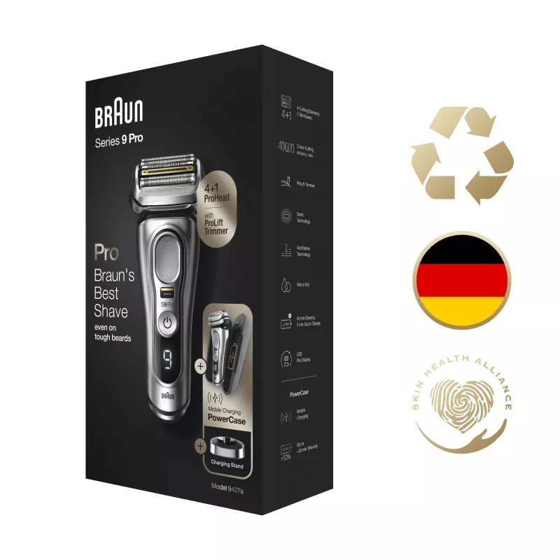 Braun Series 9 Pro 81744531 vīriešu skuveklis, folijas skuveklis, trimeris, sudraba krāsā