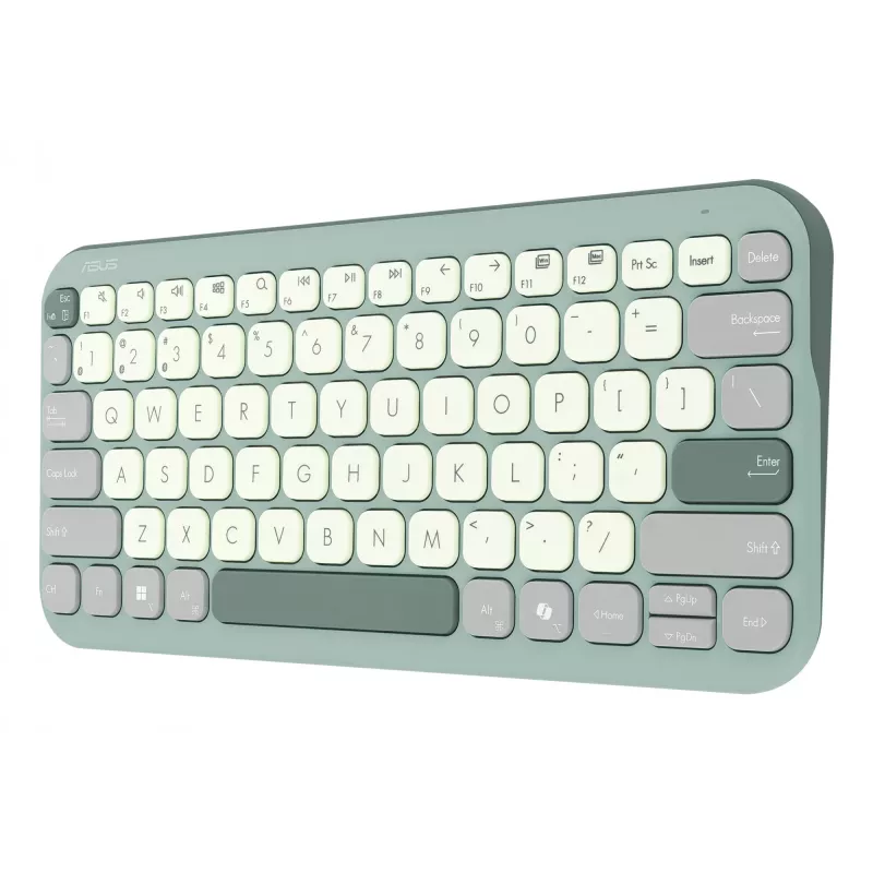 Bezvadu Bluetooth 75% ASUS Marshmallow KW100 tastatūra — QWERTZ izkārtojums, šķērveida taustiņi, zaļa, mājām