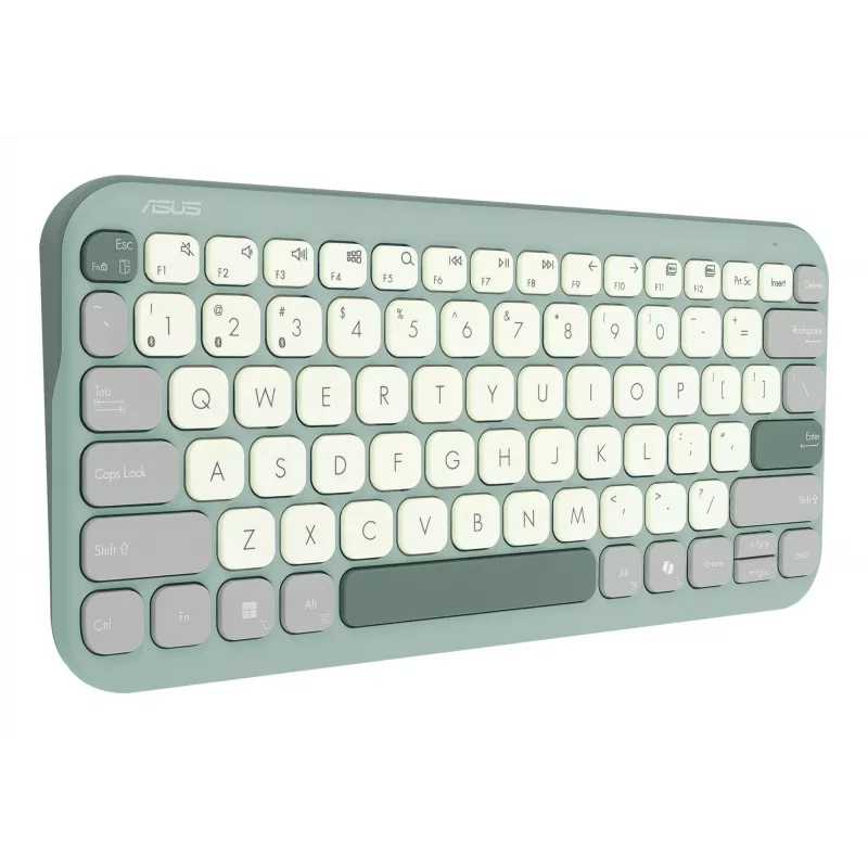 Bezvadu Bluetooth 75% ASUS Marshmallow KW100 tastatūra — QWERTZ izkārtojums, šķērveida taustiņi, zaļa, mājām