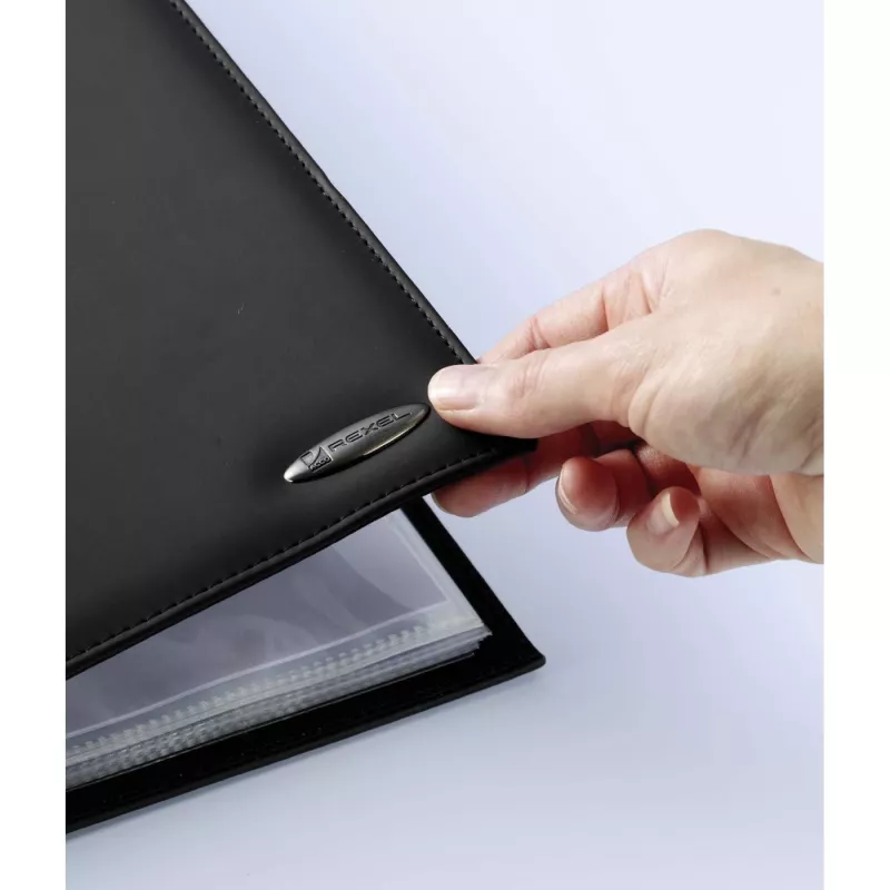 Rexel Soft Touch Smooth A4 demonstrācijas mape, 24 kabatas, melna