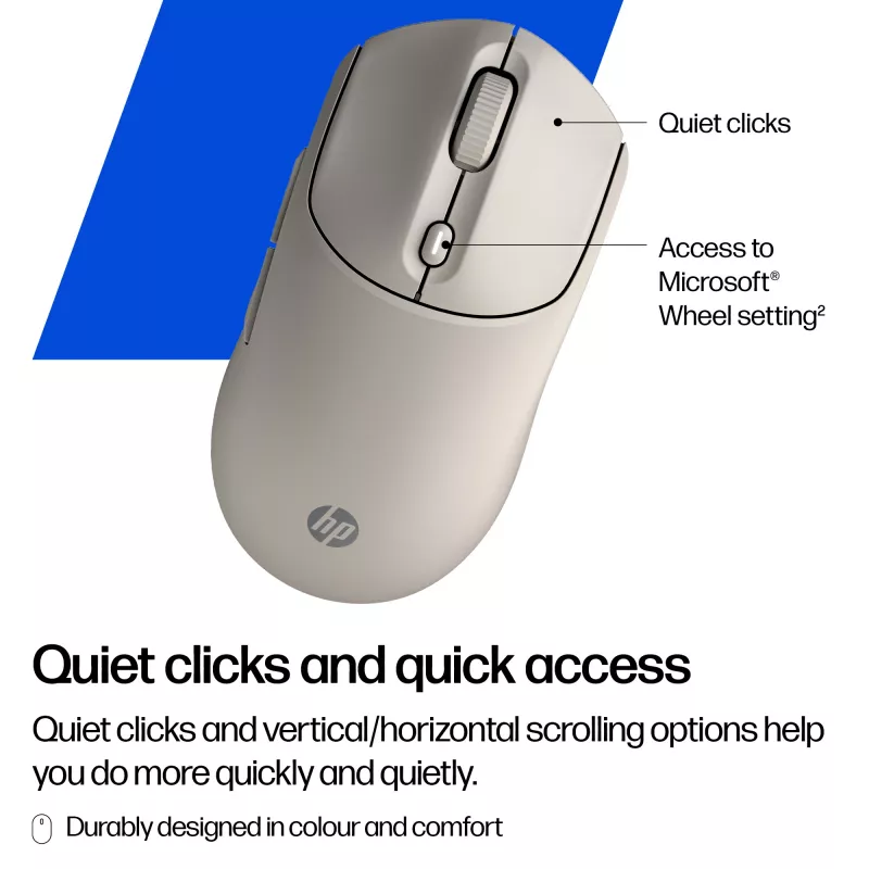 Bezvadu pele HP 400 Quiet Melns — piemērota abām rokām, RF un Bluetooth, 6000 DPI, 5 pogas