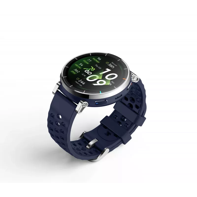 Viedpulkstenis Amazfit W2558GL2N — 1,32 collu (3,35 cm) AMOLED 466×466 px, GPS, 365 mAh, silikona siksniņa (zila)