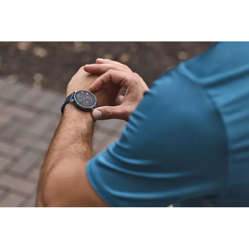 Viedpulkstenis Amazfit W2558GL2N — 1,32 collu (3,35 cm) AMOLED 466×466 px, GPS, 365 mAh, silikona siksniņa (zila)