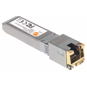 Intellinet raiduztvērēja modulis, 10 Gigabit Copper SFP+, 10GBase-T (RJ45) pieslēgvieta, 30m, līdz 10 Gbps datu pārraides ātrums ar Cat6a kabeļiem, Ethernet, šķiedra, MSA saderīgs, līdzvērtīgs Cisco MA-SFP-10G-T, trīs gadu garantija