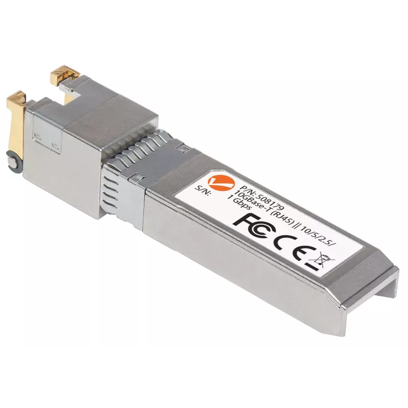Intellinet raiduztvērēja modulis, 10 Gigabit Copper SFP+, 10GBase-T (RJ45) pieslēgvieta, 30m, līdz 10 Gbps datu pārraides ātrums ar Cat6a kabeļiem, Ethernet, šķiedra, MSA saderīgs, līdzvērtīgs Cisco MA-SFP-10G-T, trīs gadu garantija