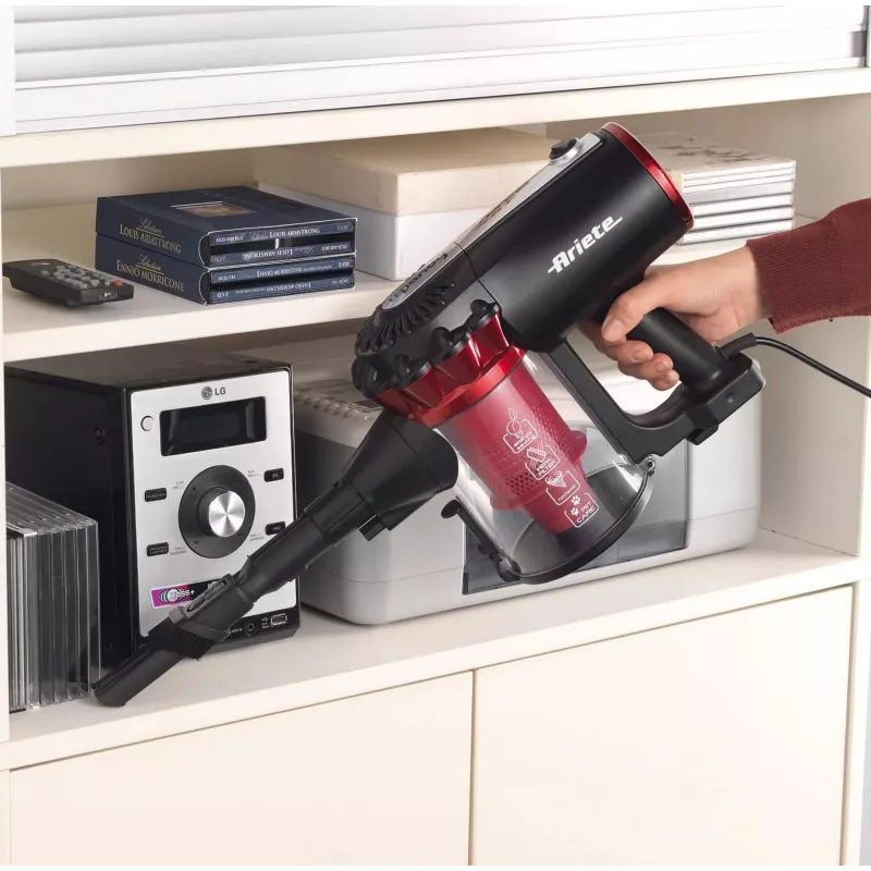 Ariete 2759/11 2-in-1 stick vacuum AC Dry HEPA Bagless 600 W Melns, Red