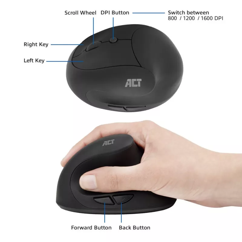 Pele ACT Wireless Ergonomic pele 1600 DPI RF Wireless