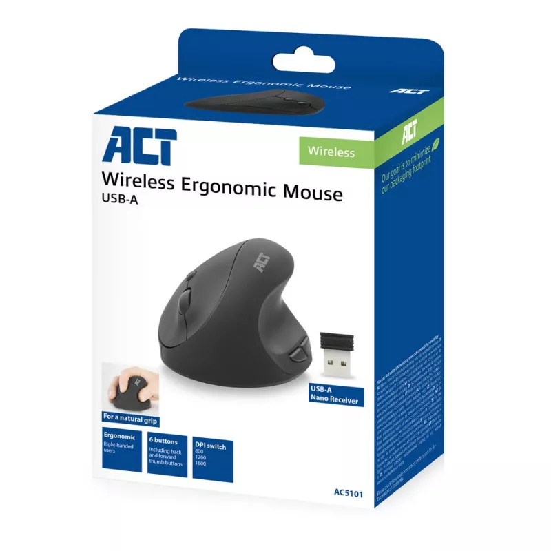 Pele ACT Wireless Ergonomic pele 1600 DPI RF Wireless