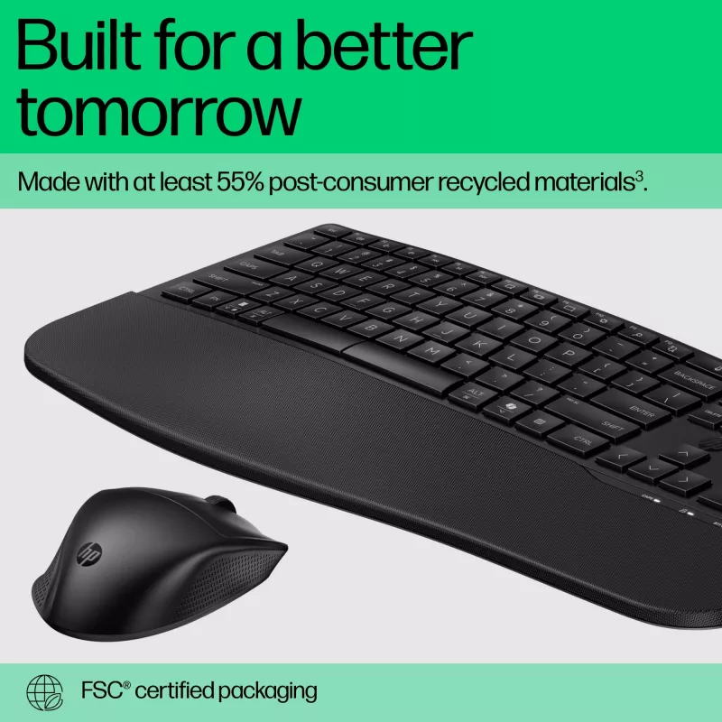 HP 680 Comfort Dual-Mode tastatūras un peles komplekts, pilna izmēra (100%), bezvadu, RF bezvadu + Bluetooth, QWERTY, melns, pele iekļauta