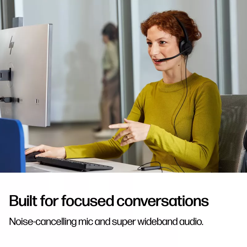 Vadu stereo austiņas HP Poly Mission 425 USB — Lieltirgojuma iepakojums, svars 132 g