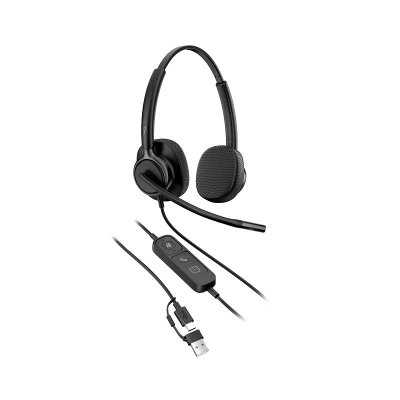 Vadu stereo austiņas HP Poly Mission 425 USB — Lieltirgojuma iepakojums, svars 132 g