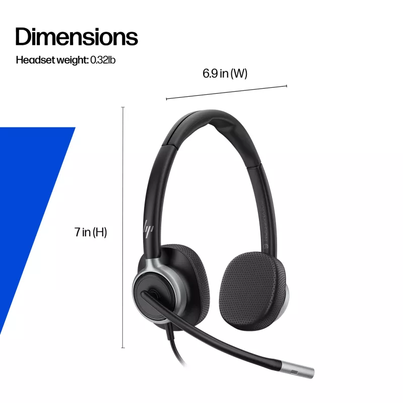 Vadu stereo USB austiņas HP Poly Mission 625 — apkārtauss, 147 g, USB savienojums (bez oriģināla iepakojuma)