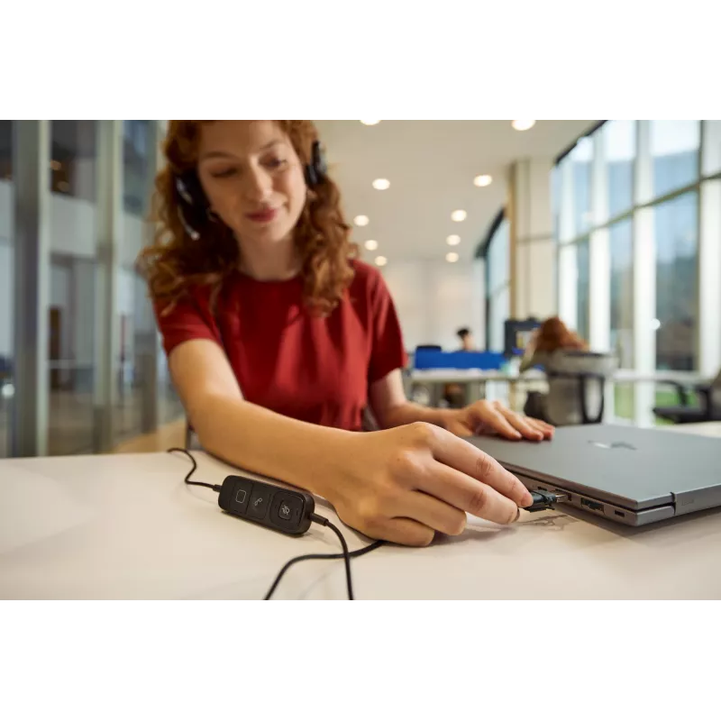 Vadu stereo USB austiņas HP Poly Mission 625 — apkārtauss, 147 g, USB savienojums (bez oriģināla iepakojuma)