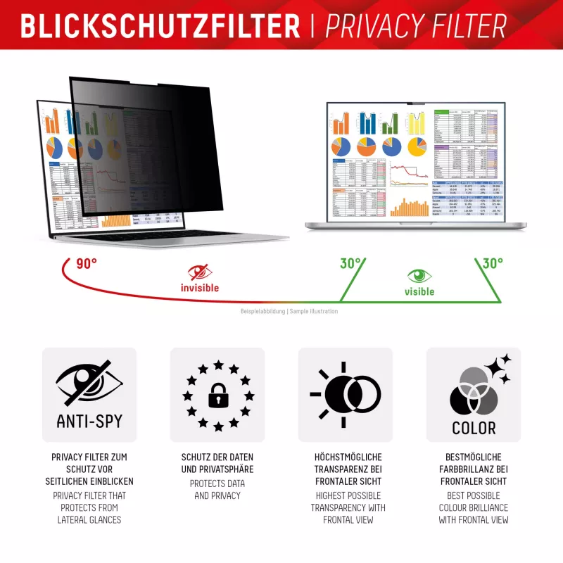 Displex PRIVACY SAFE noņemams 2 virzienu privātuma filtrs klēpjdatoram/piezīmjdatoram (bez rāmja) 14'' (16:10)