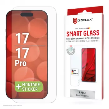 Displex Smart Glass (9H) priekš Apple iPhone 17/17 Pro, montāžas uzlīme, neplīstošs